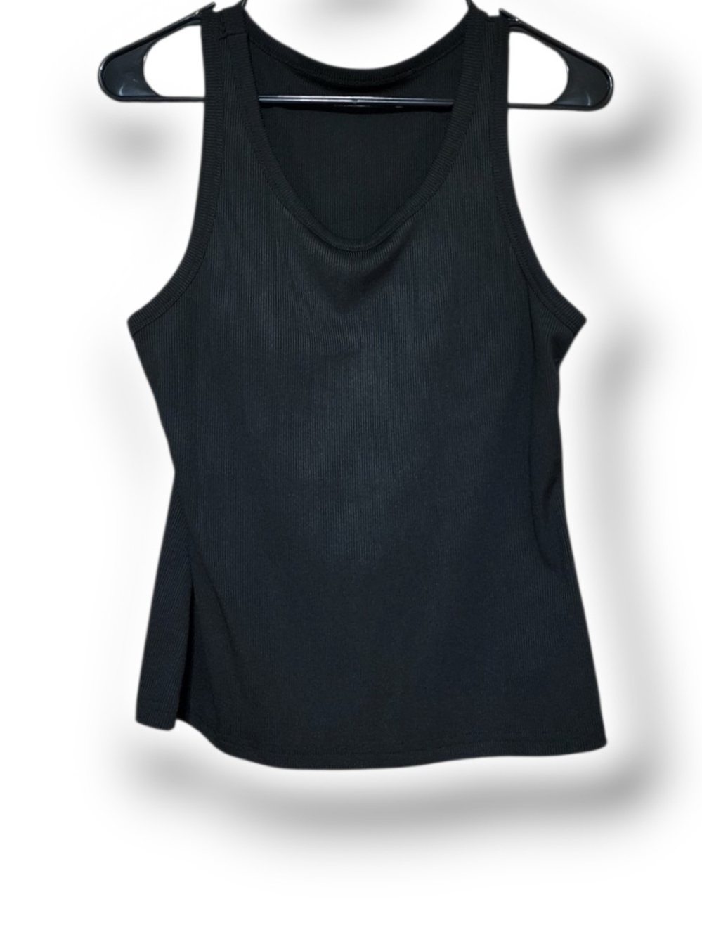 Black Ribbed Tank Top - Women's Classic Scoop Neck